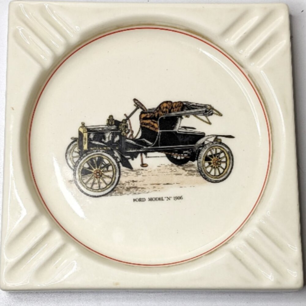 Vintage HYALYN 1950s ashtray Ford Model N 1906 - 7.5" X 7.5"